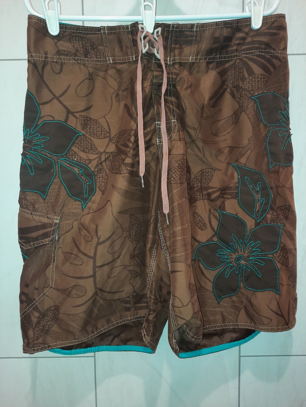Billabong Men's Brown & Teal Swim Board Shorts Size 36 Excellent Used Condition